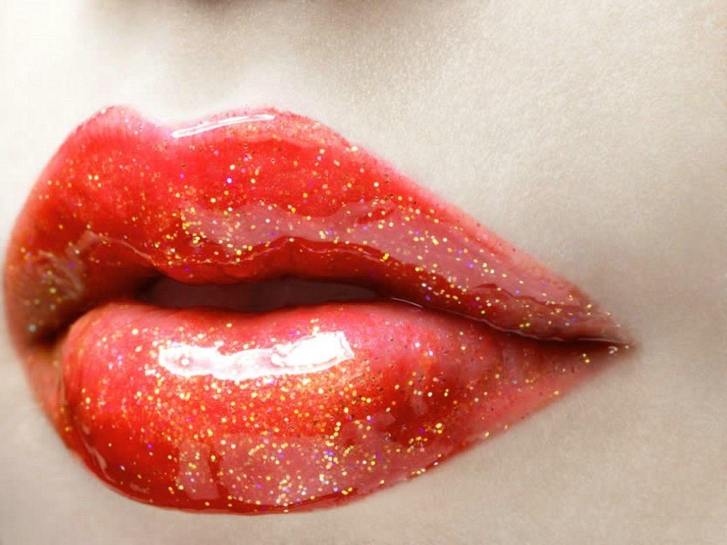 Women Close Up Red Lips Sparkle Lipstick Free Wallpaper 1440x1080