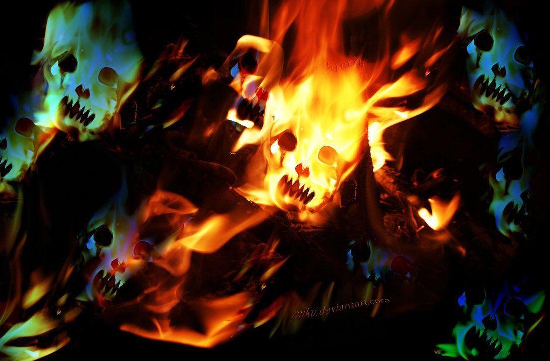 Wallpaper For > Fire Skull Wallpaper Desktop