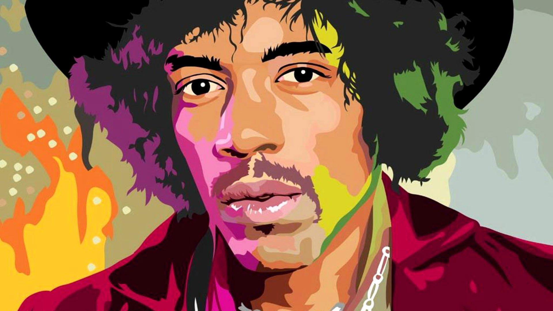 Jimi Hendrix Animation. Music picture. Background image