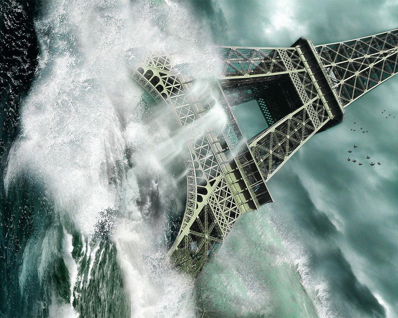 Photography, Captivating Tsunami At Eifel Tower Picture Desktop