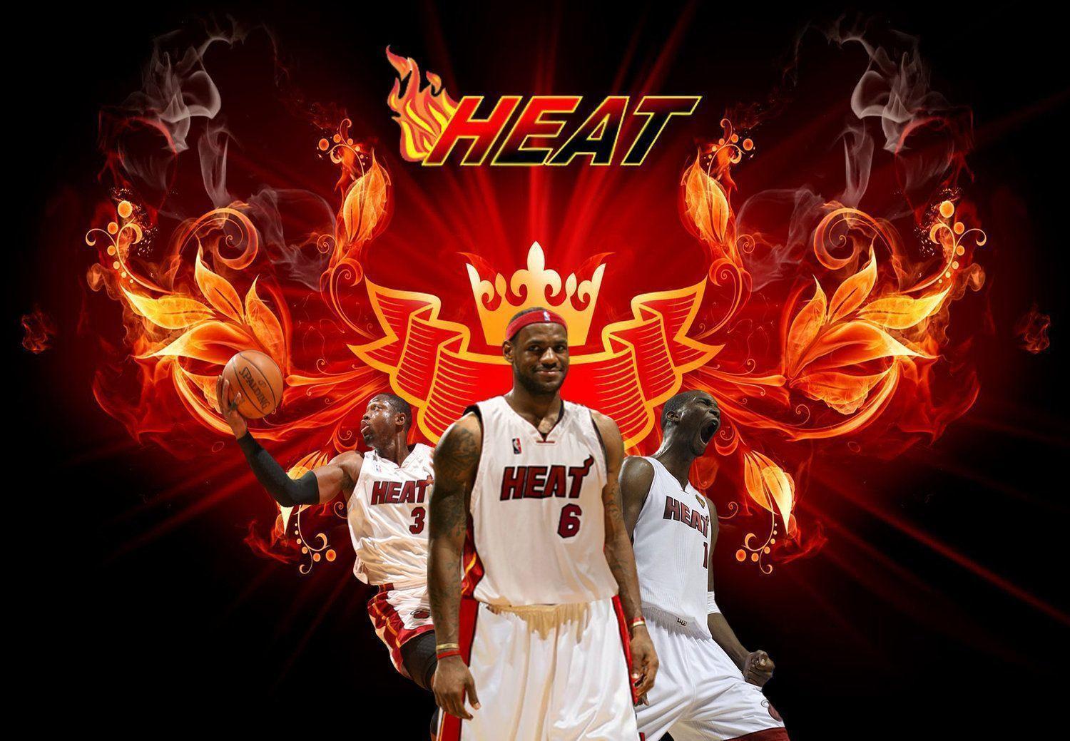 Miami Heat LeBron James, Dwyane Wade And Chris Bosh Wallpaper