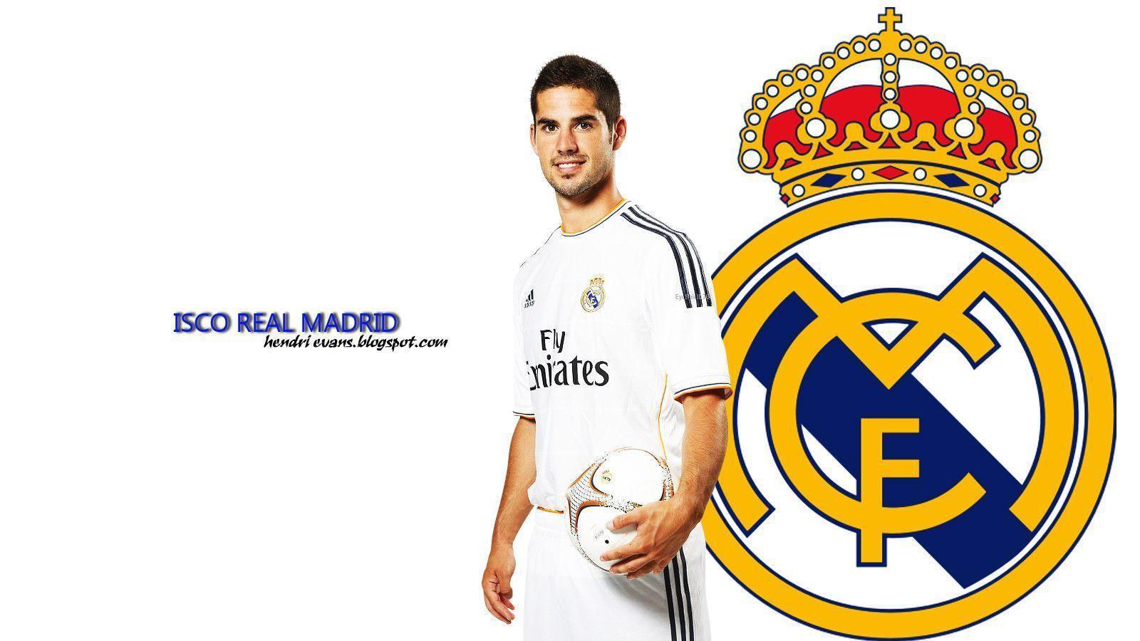Isco with Real Madrid team logo image for wallpaper