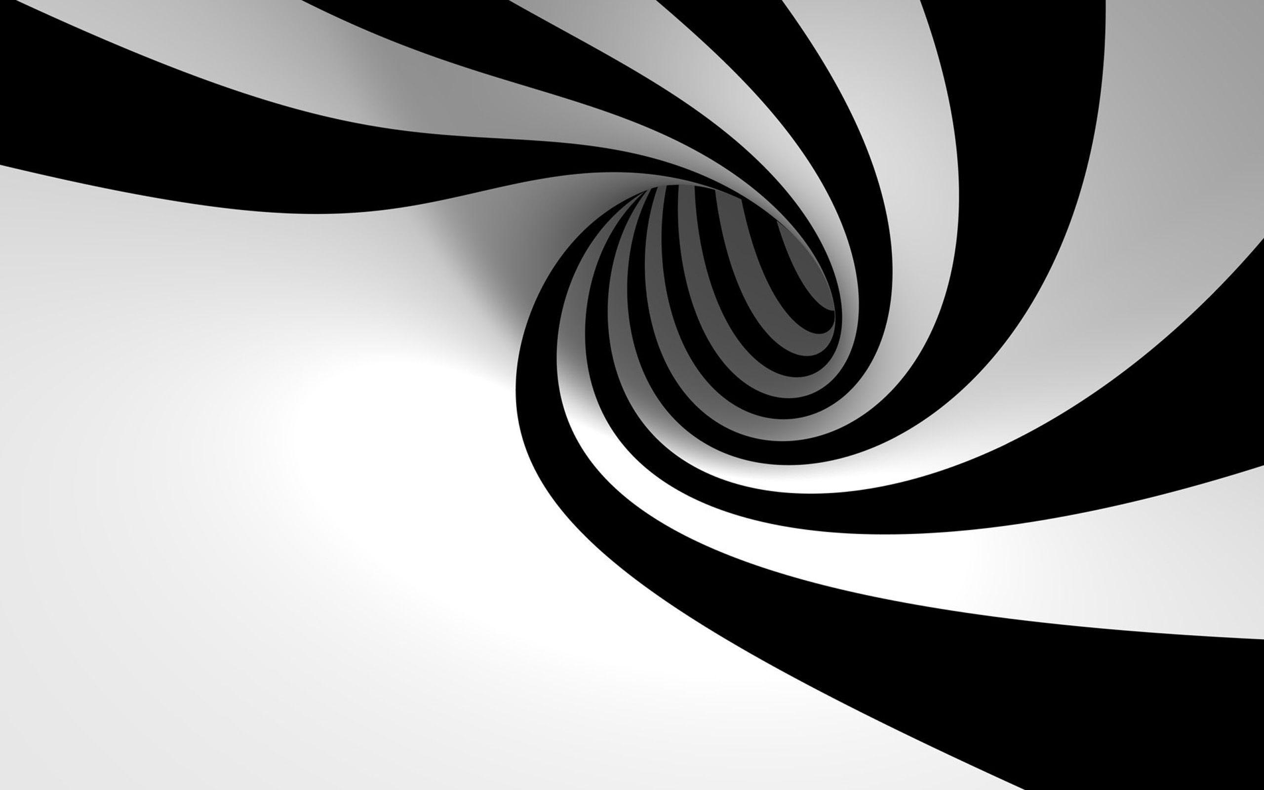 3D Black white Spiral Wallpaper