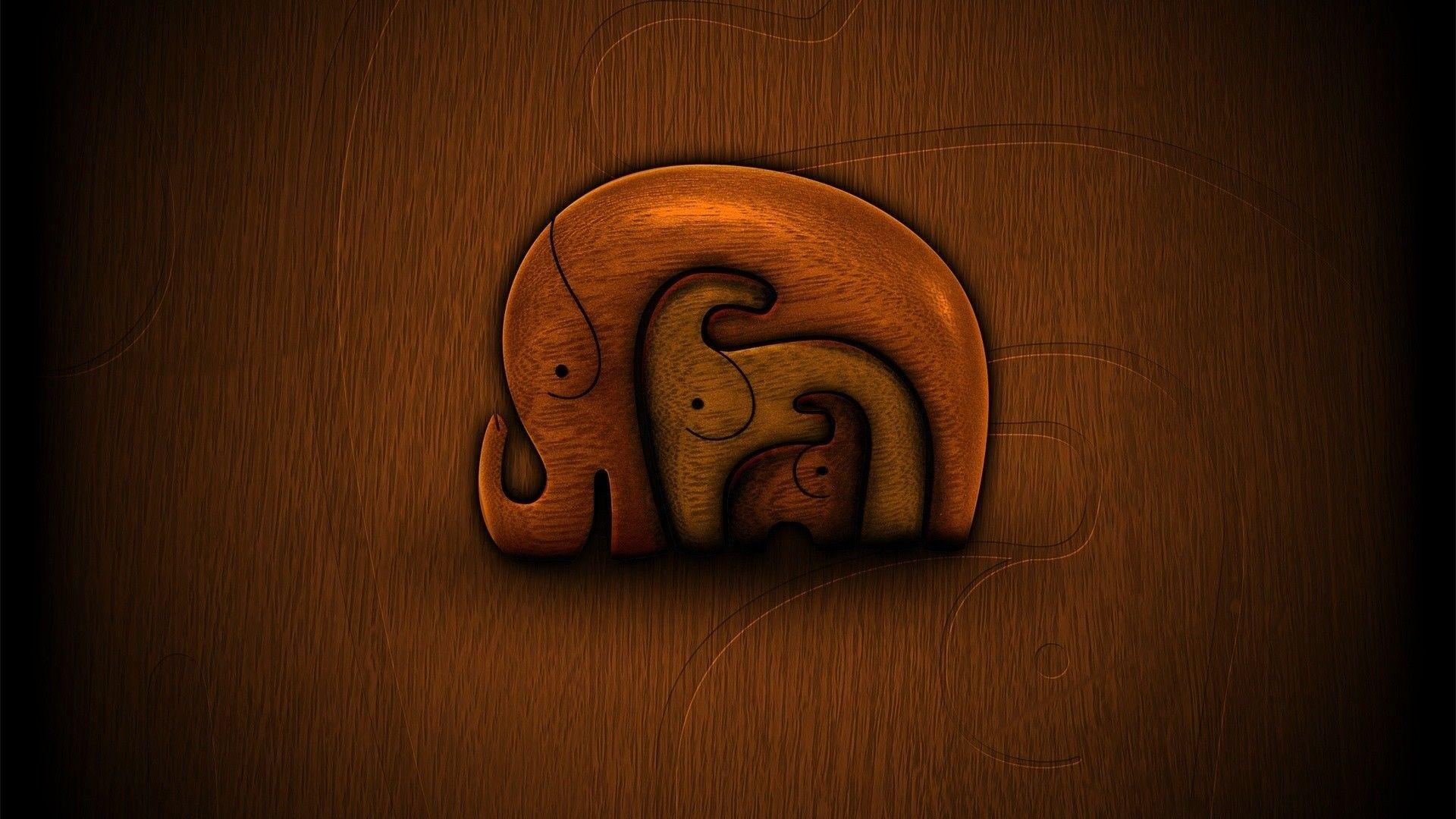 Download Wood Elephants Wallpaper 1920x1080