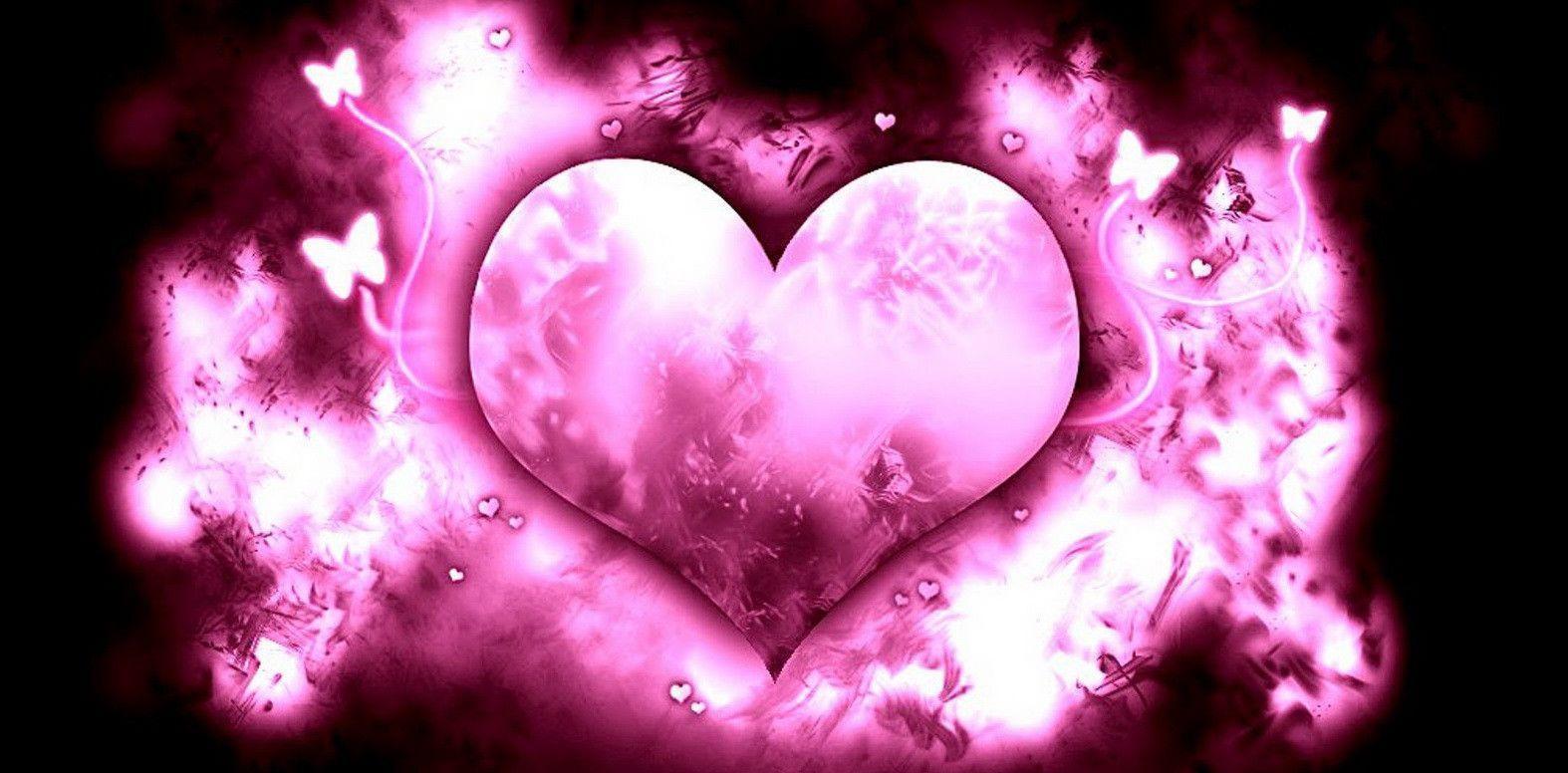 Wallpaper For > Pink Sparkle Heart Wallpaper