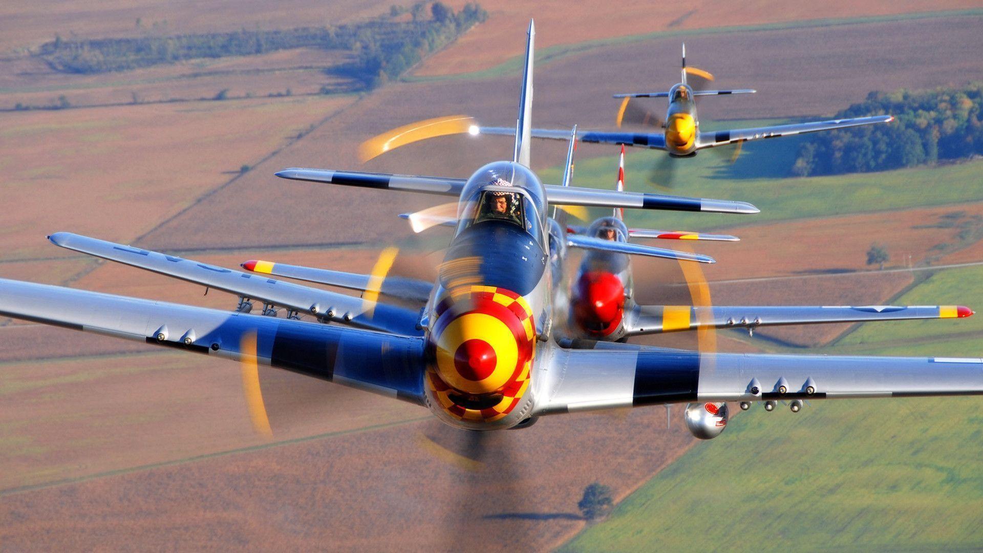 P 51 Mustangs, A Group Flight. HQ Wallpaper For PC