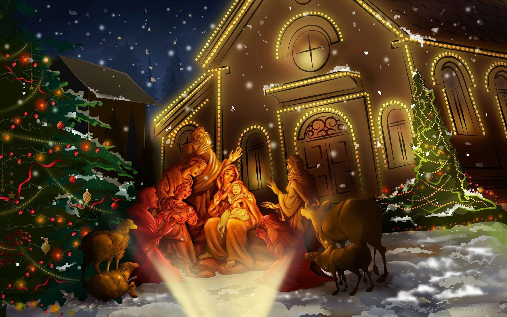 3D Animated Christmas Church Wallpaper Wallpaper computer