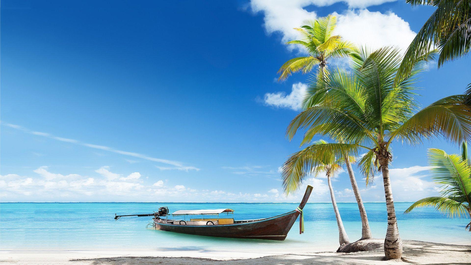 Boat Tropical Beach Wallpaper HD Picture Desktop Background Free