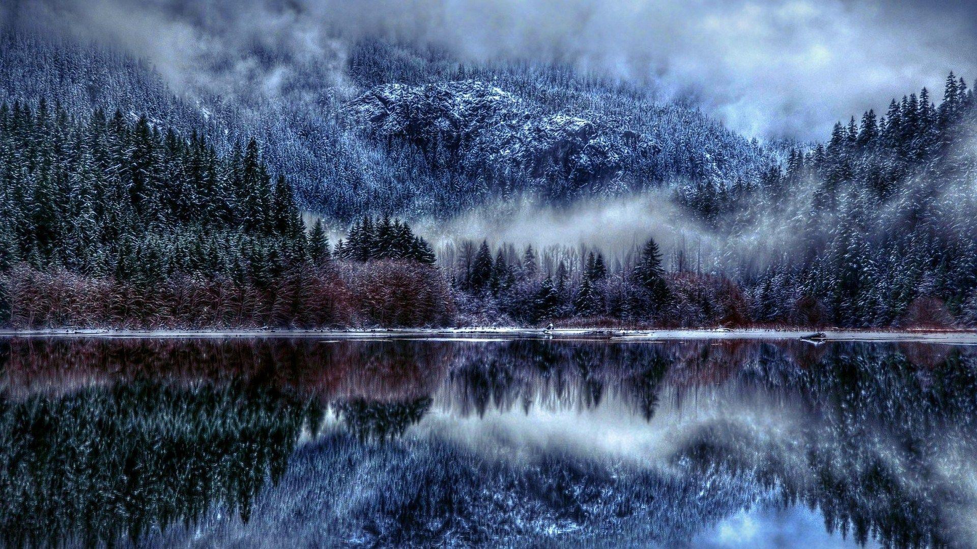 Amazing Mirrored Lake In Winter Wallpaper, iPhone Wallpaper