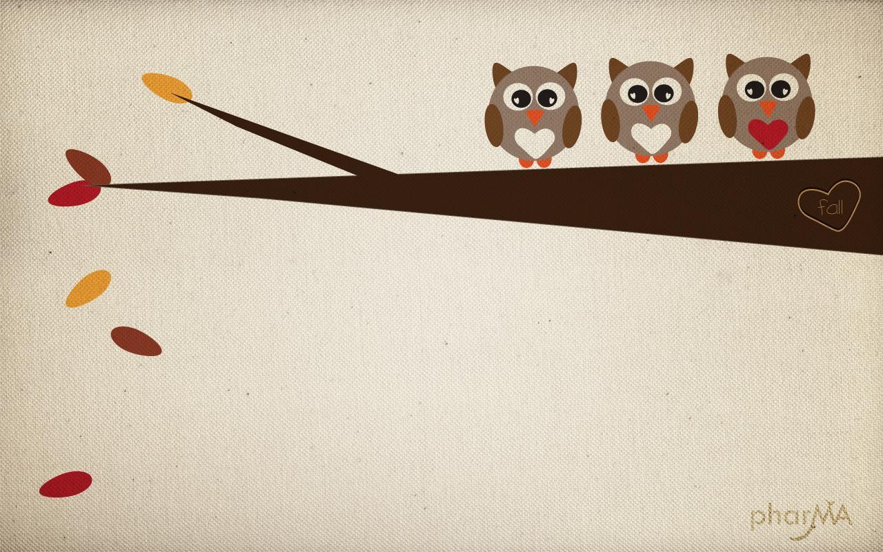 Free Cute Fall Owl Wallpaper