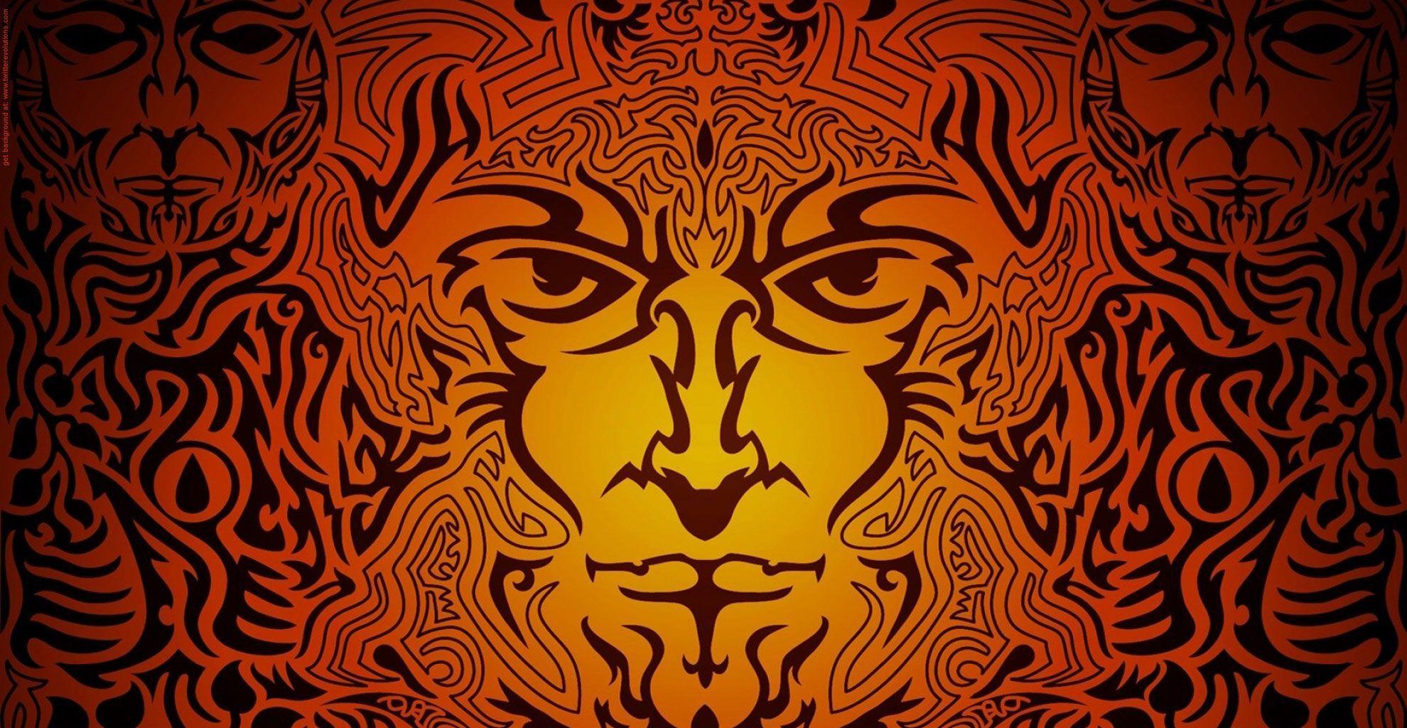 Lion man tribal Twitter background. Twitter background