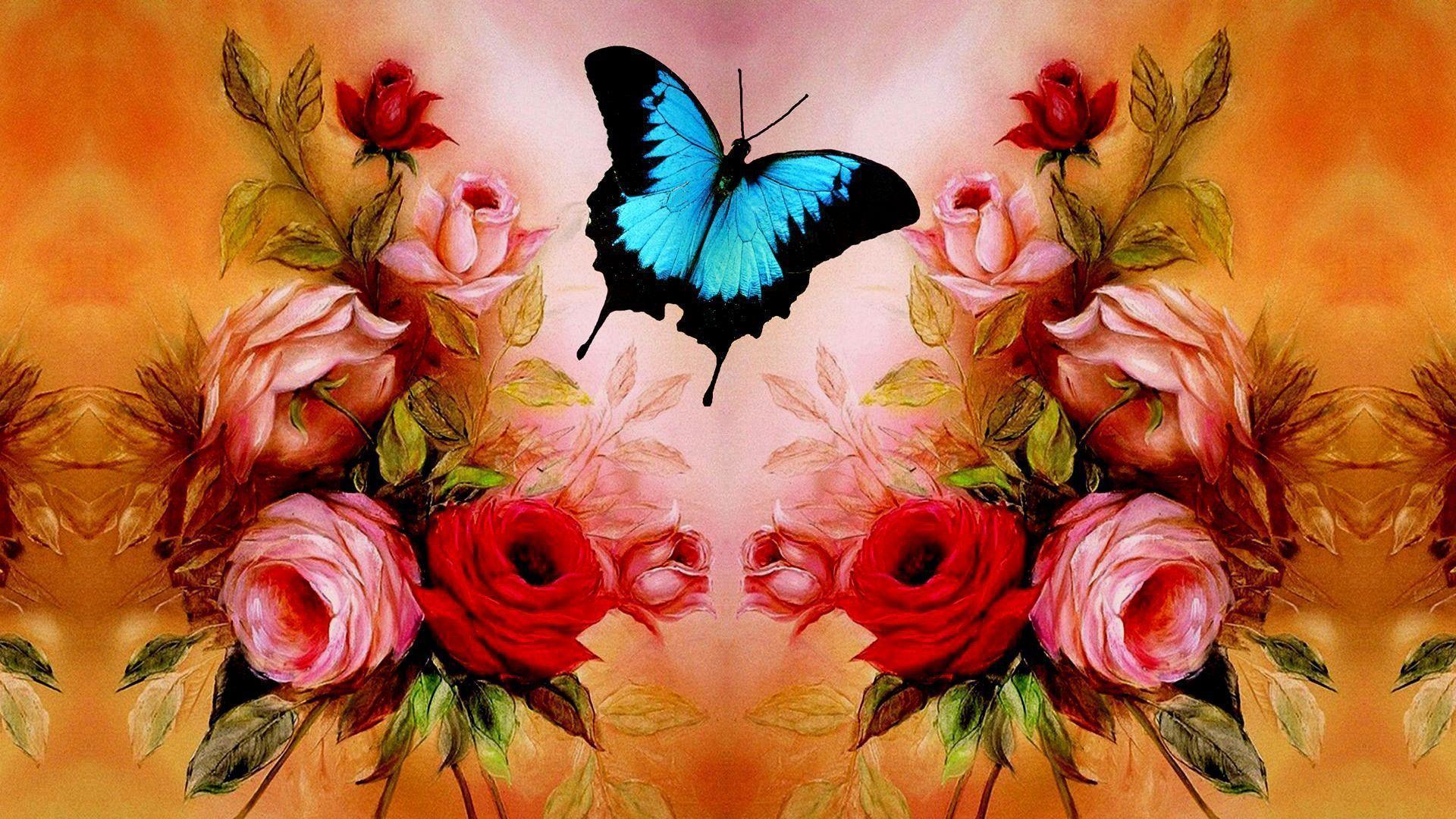 Valentine&;s Day Wallpaper Butterfly Roses Wallpaper