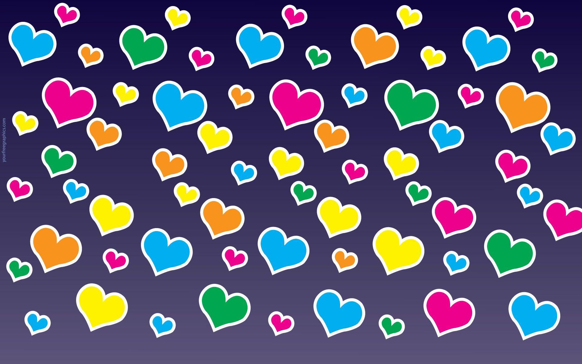 Wallpaper For > Colorful Hearts Wallpaper