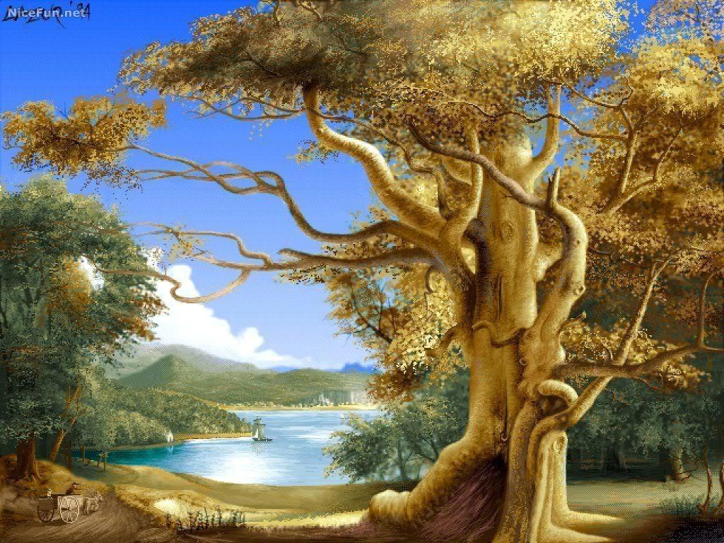 Beautiful Paintings Nature Background Wallpaper HD Wallpaper &