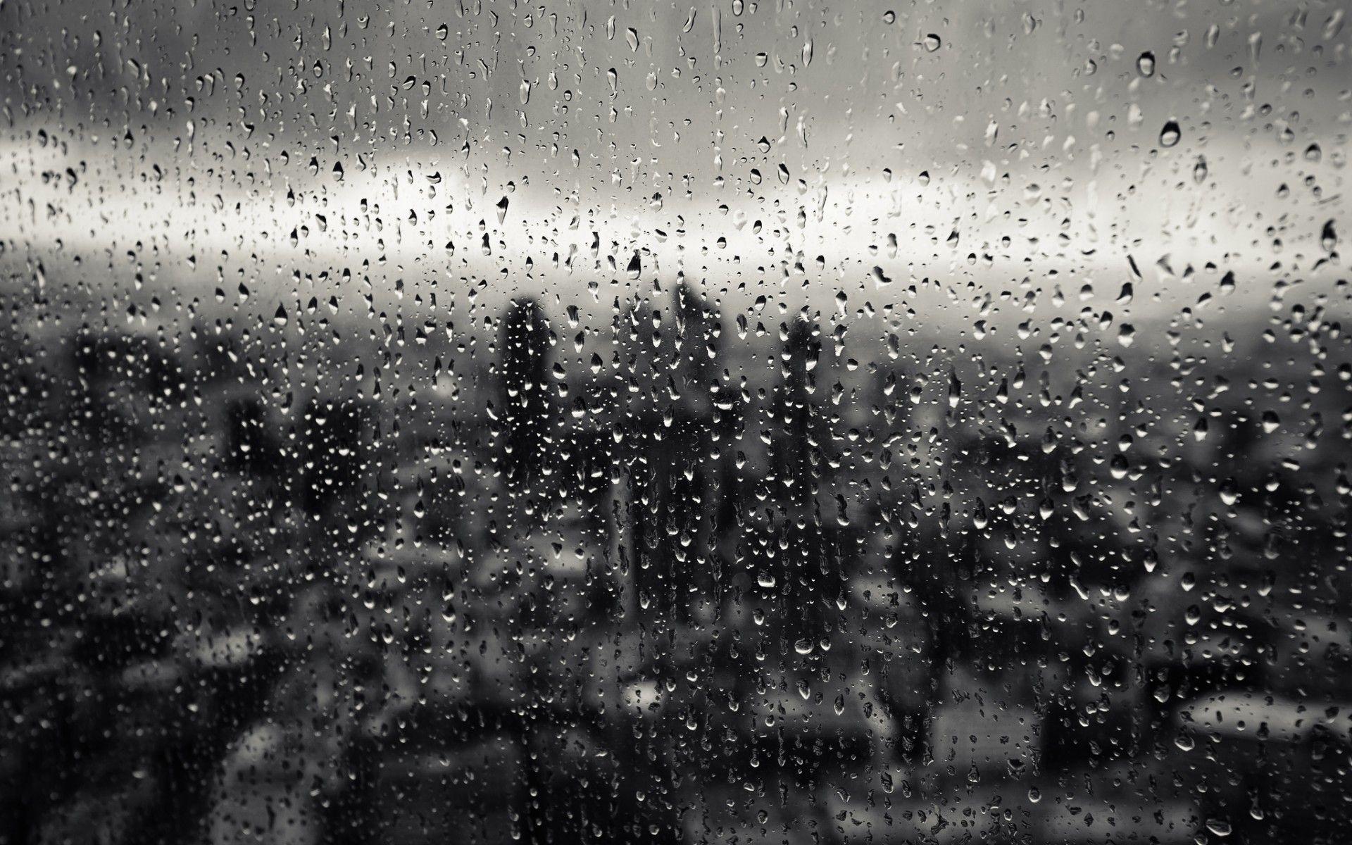 Drops glass rain window city