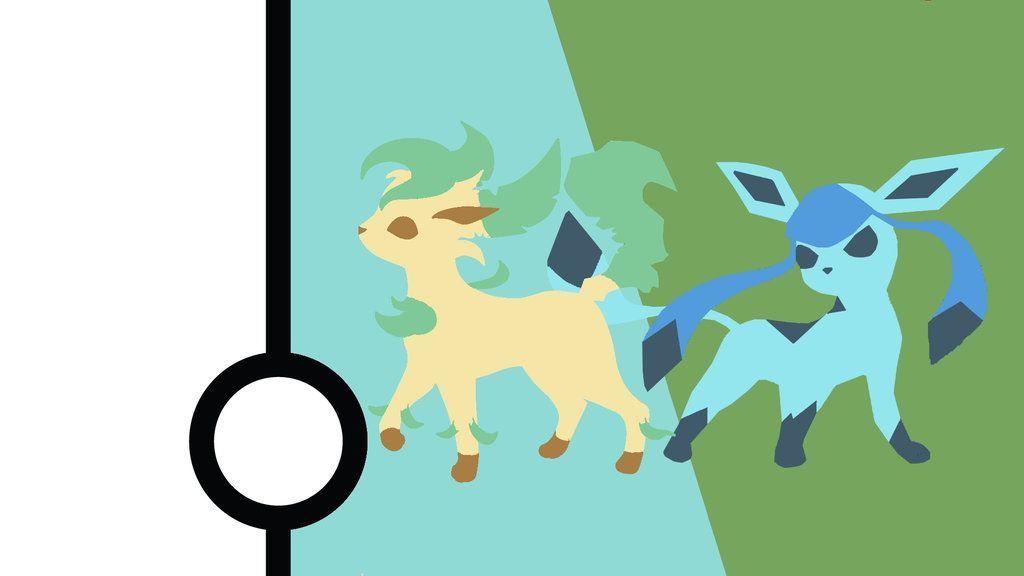 Glaceon and Leafeon Minimalist Wallpaper