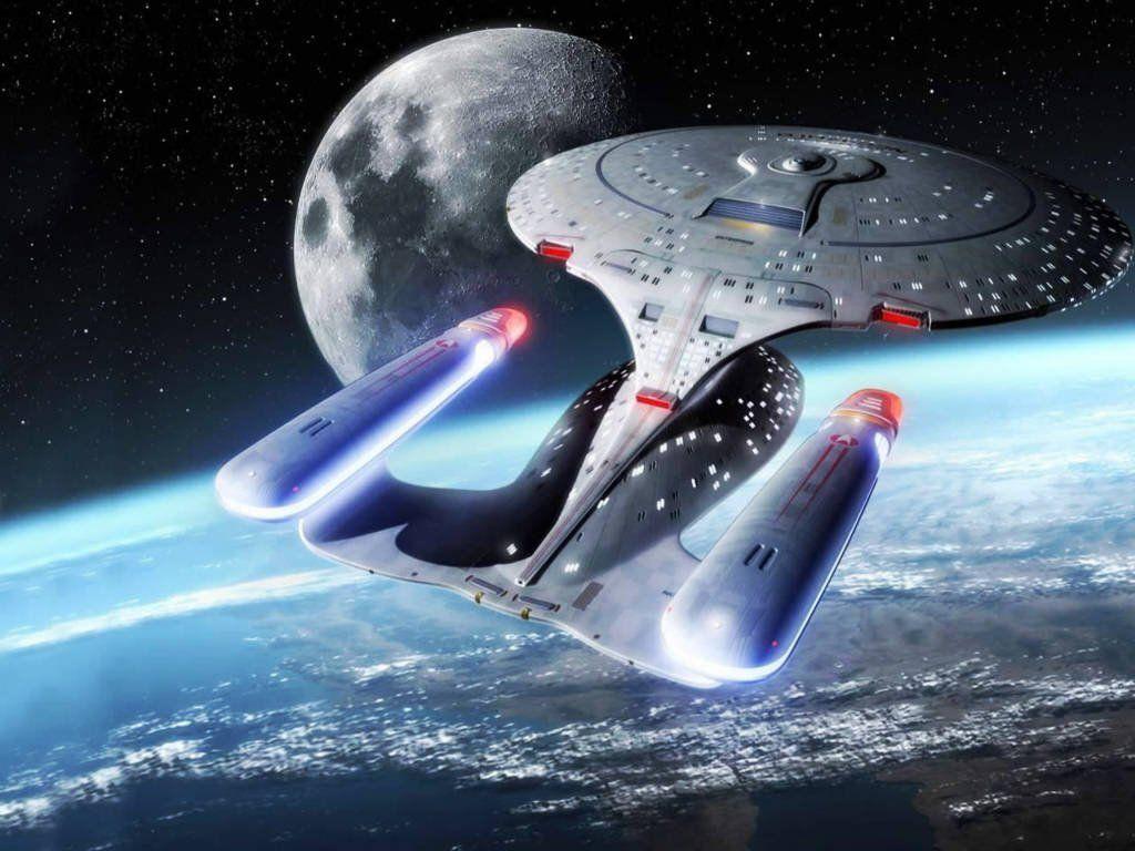 Star Trek USS Enterprise D in orbit of a planet, free