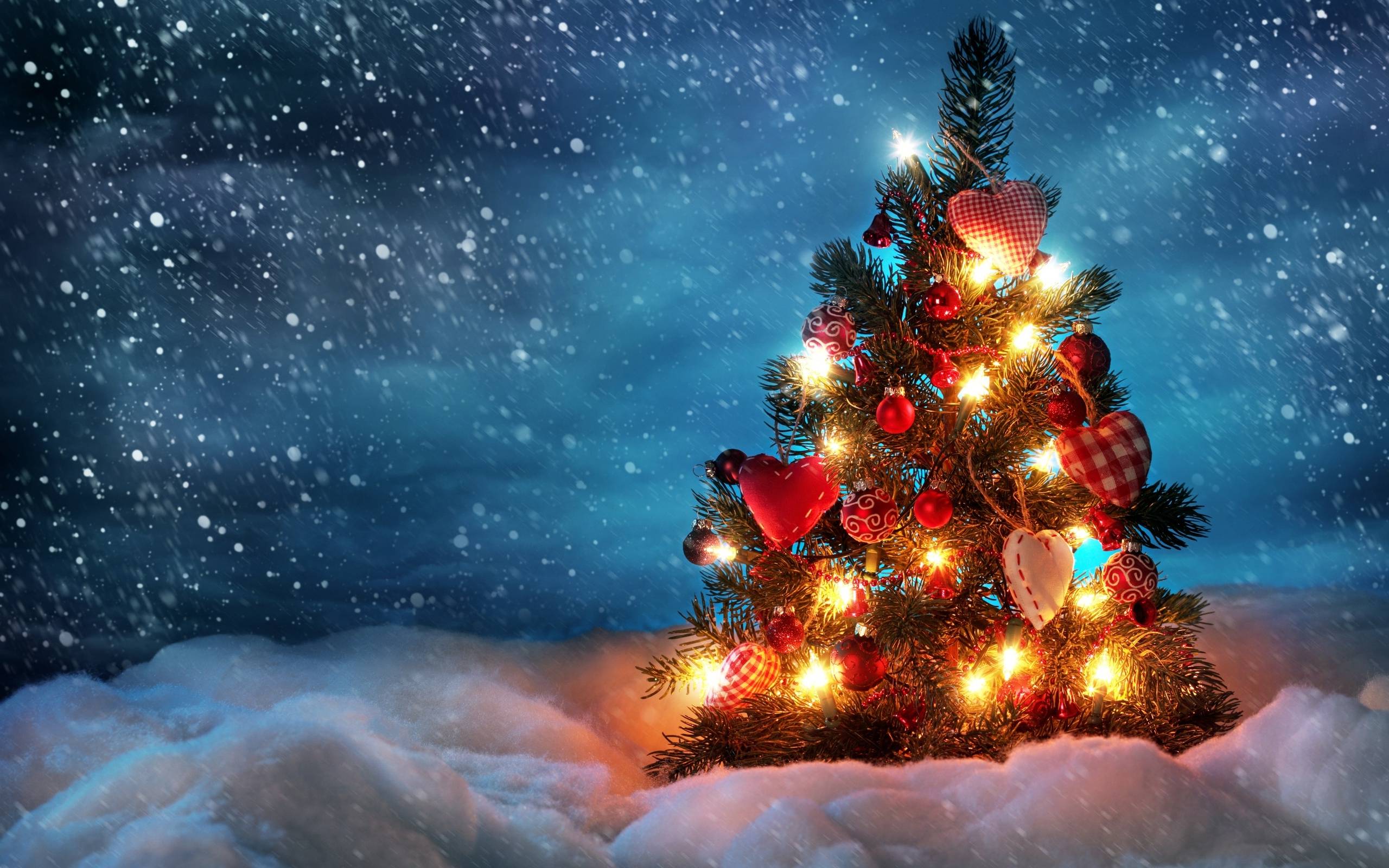 Wallpaper For > Christmas Lights Snow Desktop Background