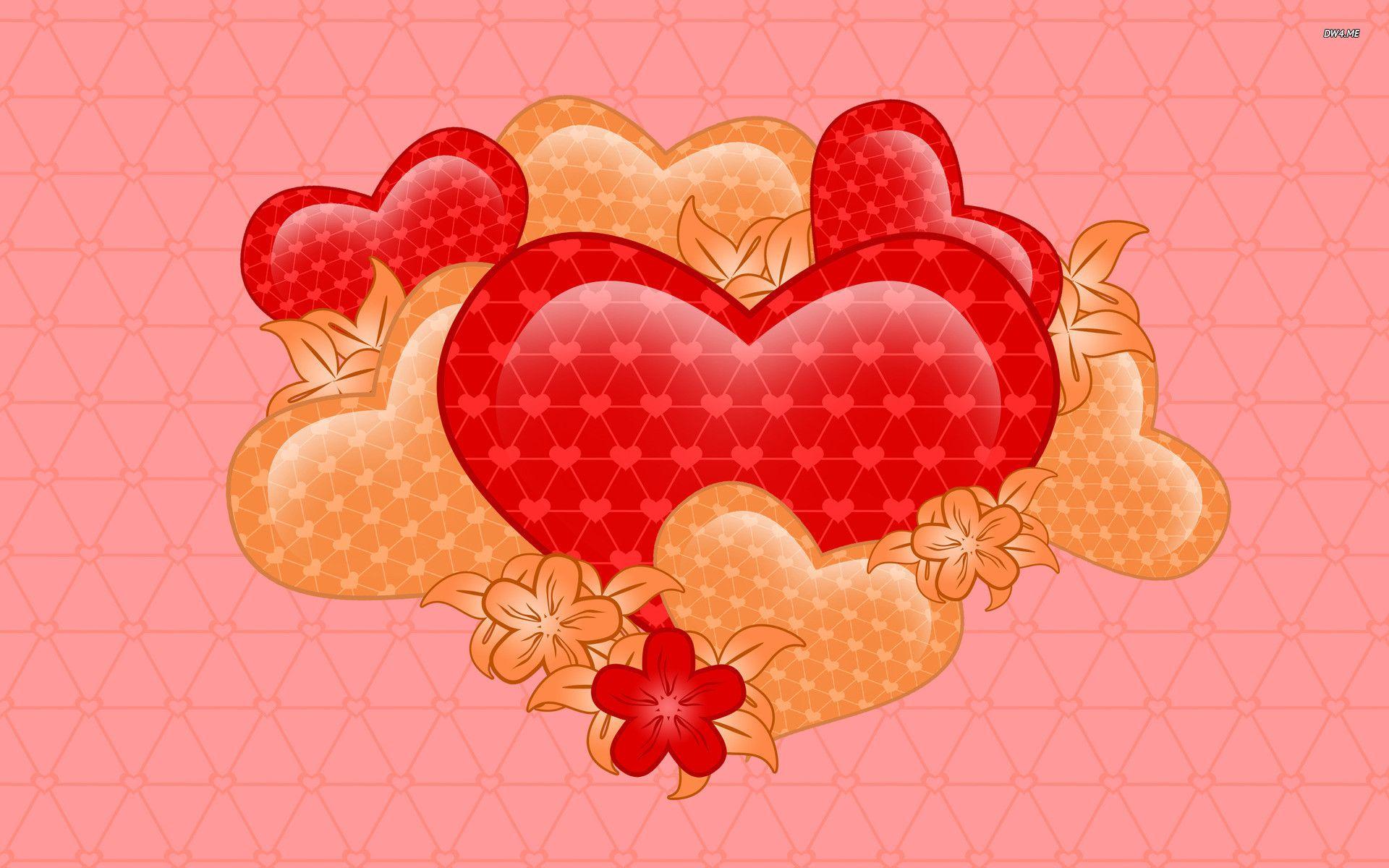 Hearts and flowers wallpaper wallpaper - #