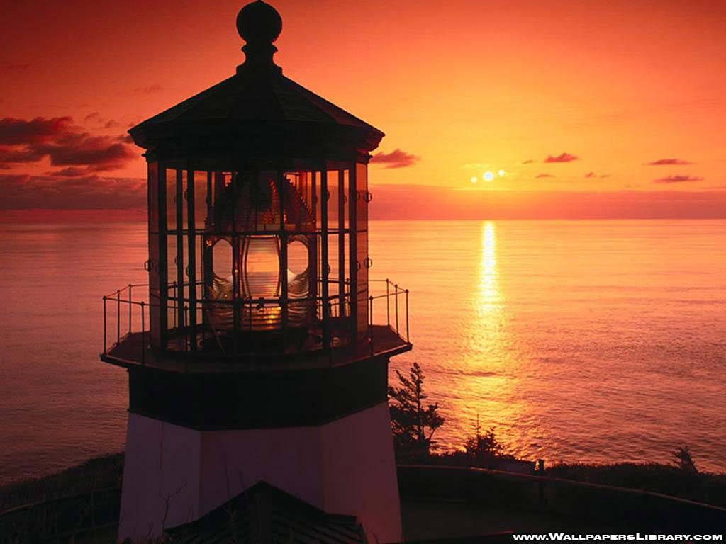 Wallpaper For > Lighthouse Sunset Wallpaper