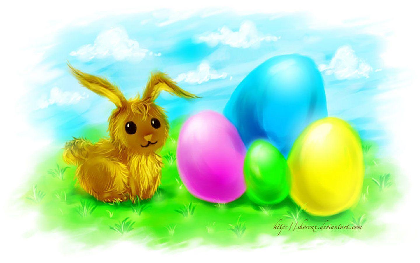 Free Wallpaper Bunny With Eggs Wallpaper