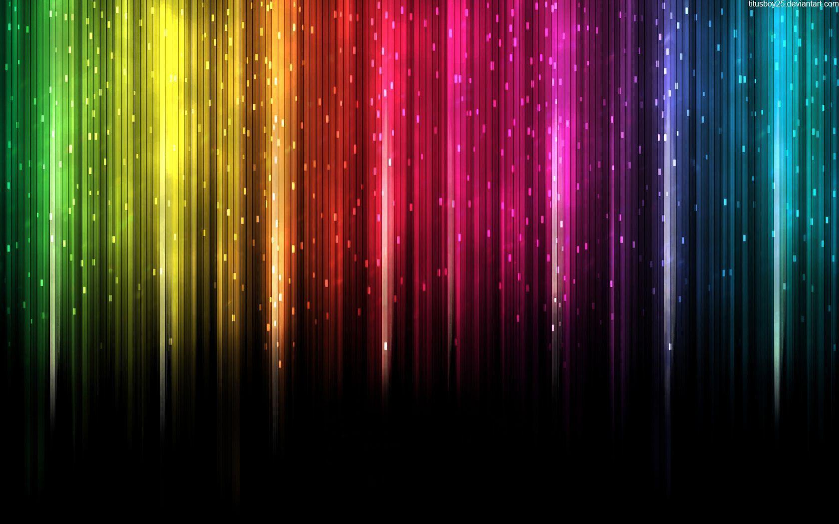 Download Colorful Spectrum Rain Blackbg Rainbow Colors Lines