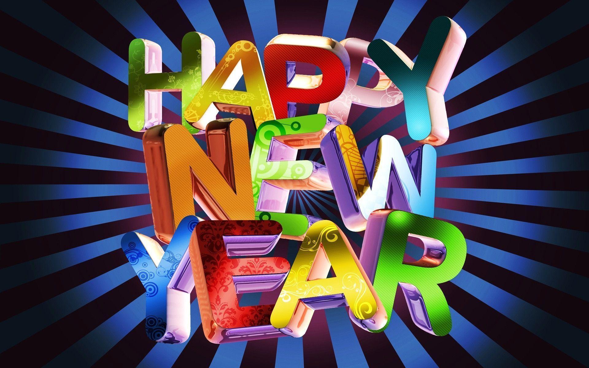 Abstract Colorful 3D Letters of Happy New Year Free