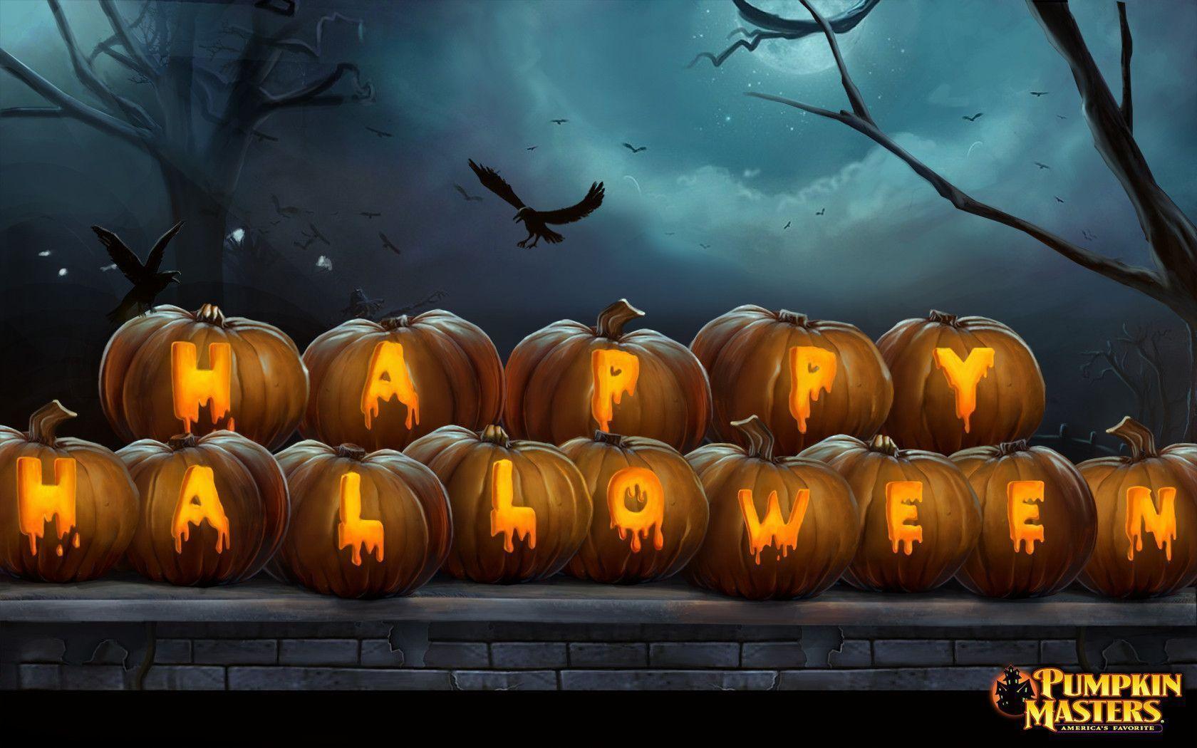 Free Halloween Wallpaper Happy Halloween Pumpkins 1680×1050 Jpg