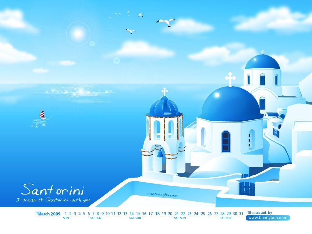 Free Download The Island Santorini HD Wallpaper Car Picture