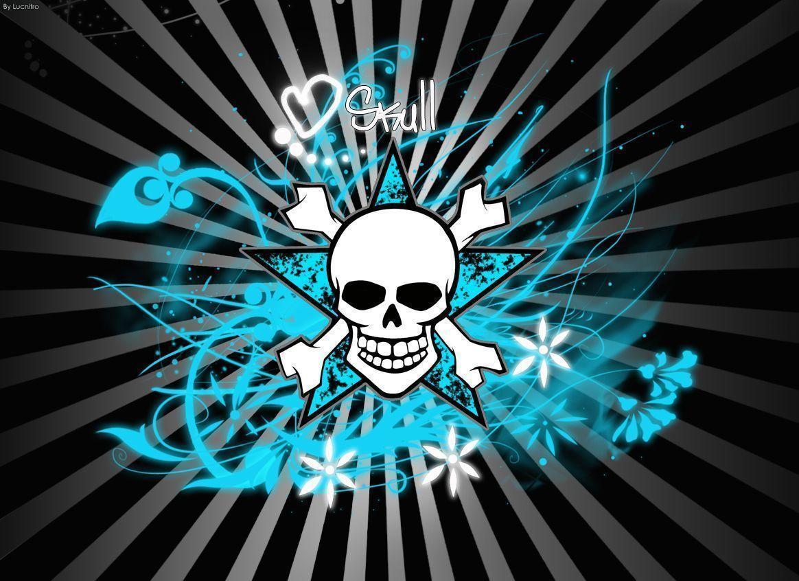 Wallpaper For > Cool Green And Black Skull Background