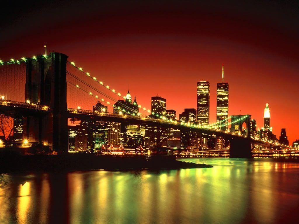 image For > New York Skyline Twin Towers Wallpaper