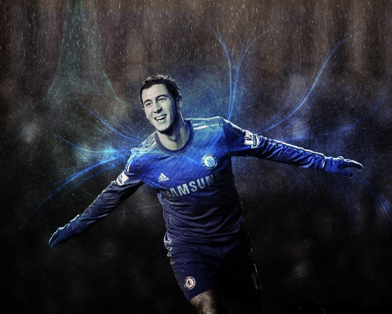 Eden Hazard in Chelsea FC team photo for wallpaper