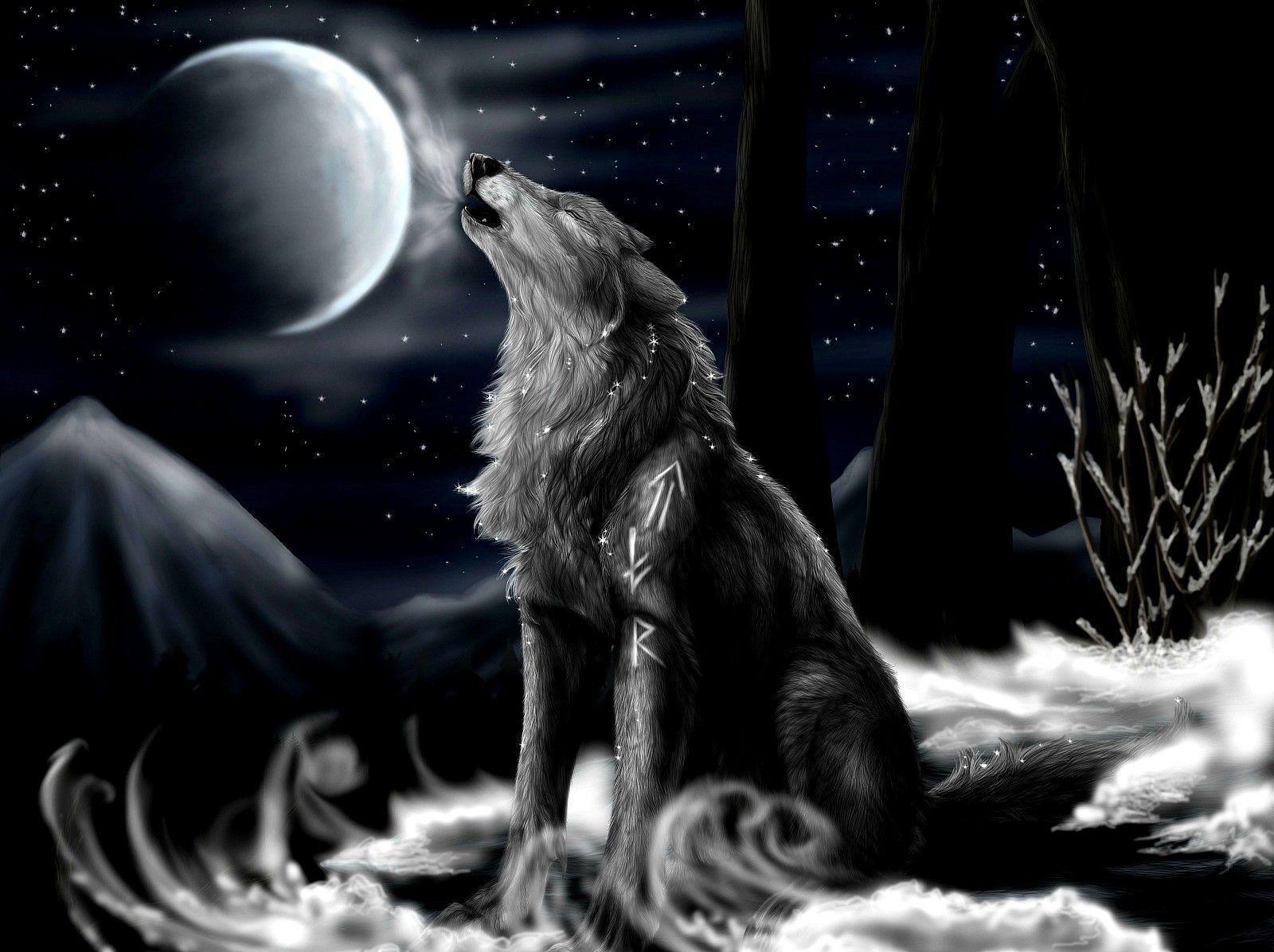 Wallpaper For > Wolf Moon Wallpaper 3D