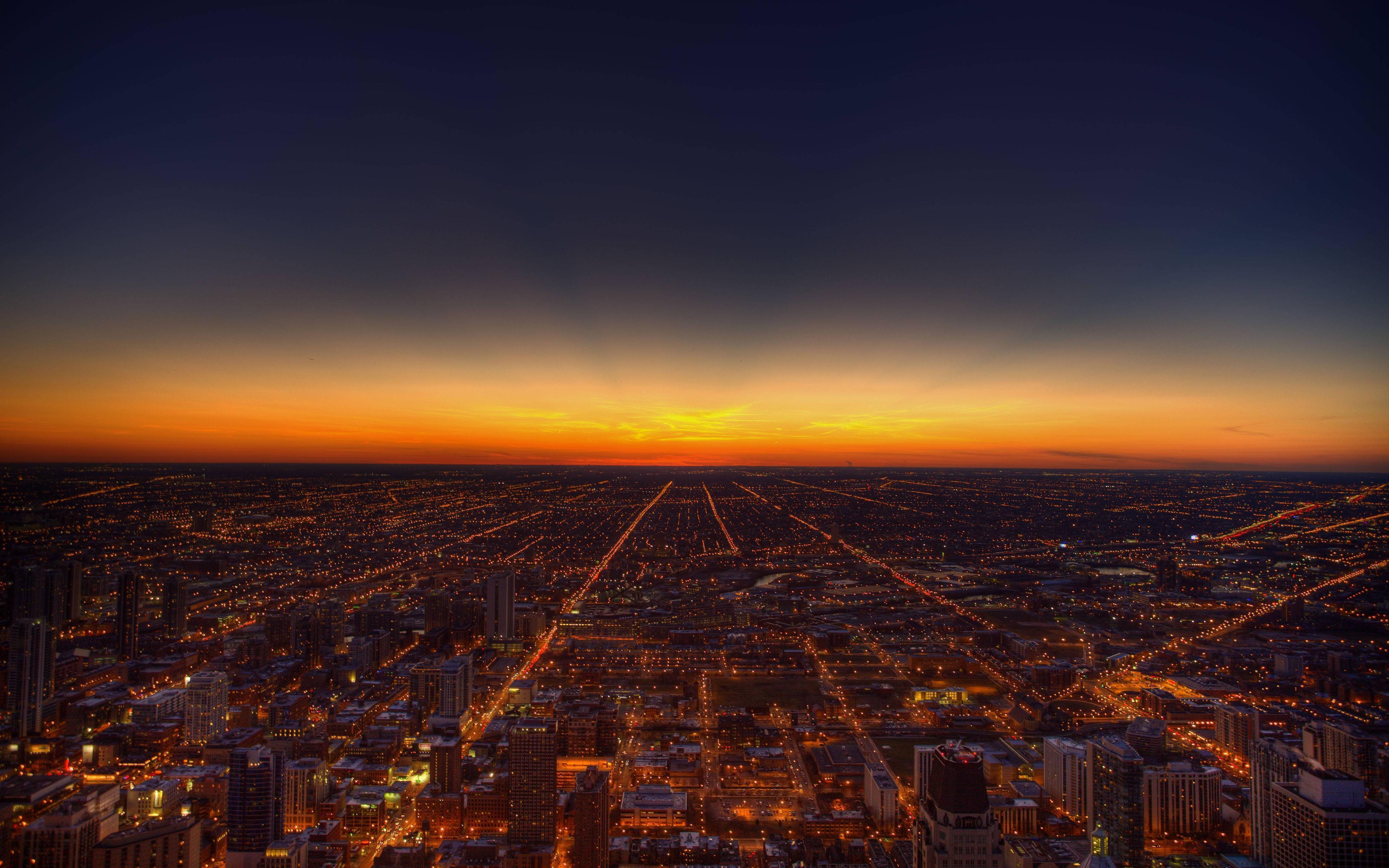 Chicago Sunset Skyline Photography Wallpaper # Wallpaper