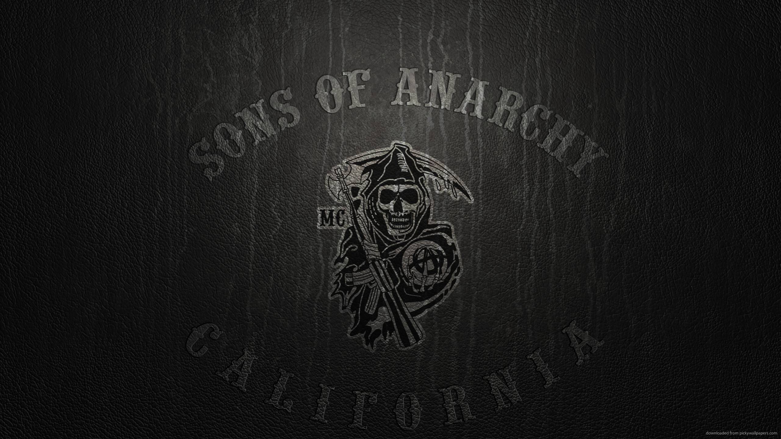 Download 2560x1440 Sons Of Anarchy Logo On Leather Wallpaper