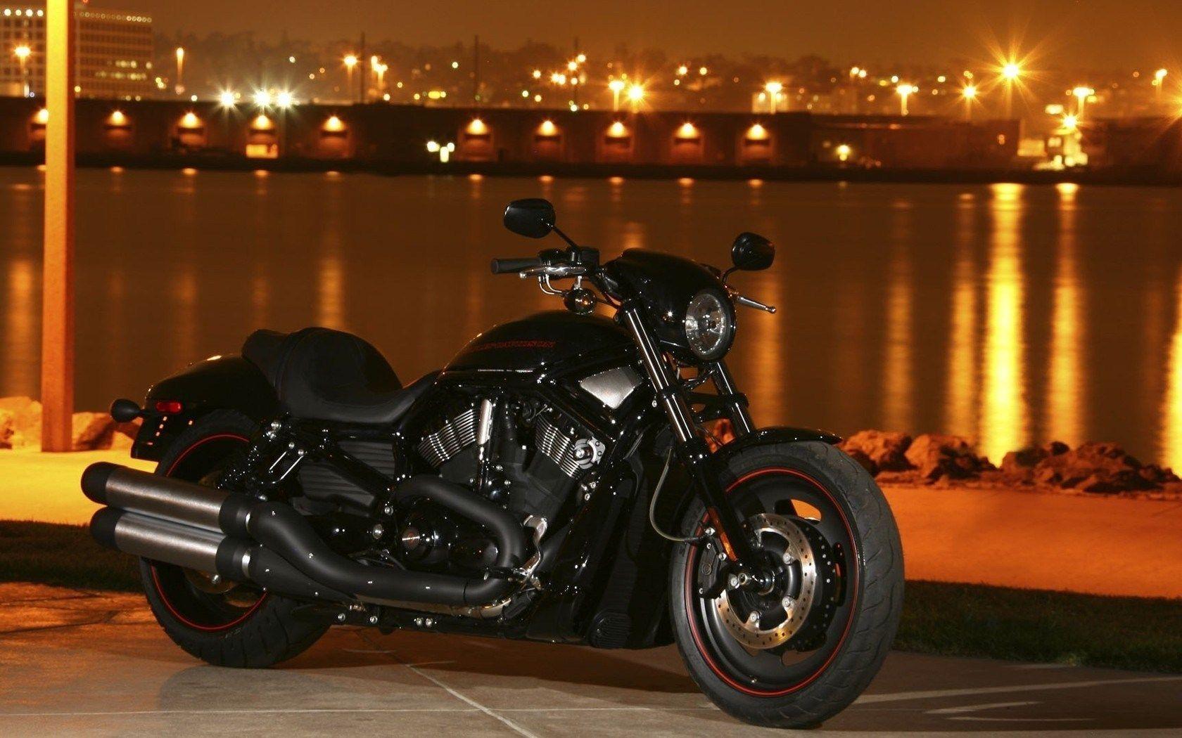 Harley Davidson Motorcycle Port Night HD Wallpaper