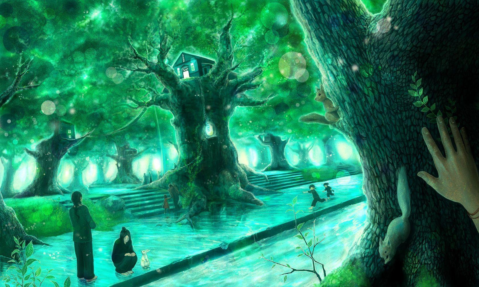 Download Anime Forest Wallpaper 1667x1000