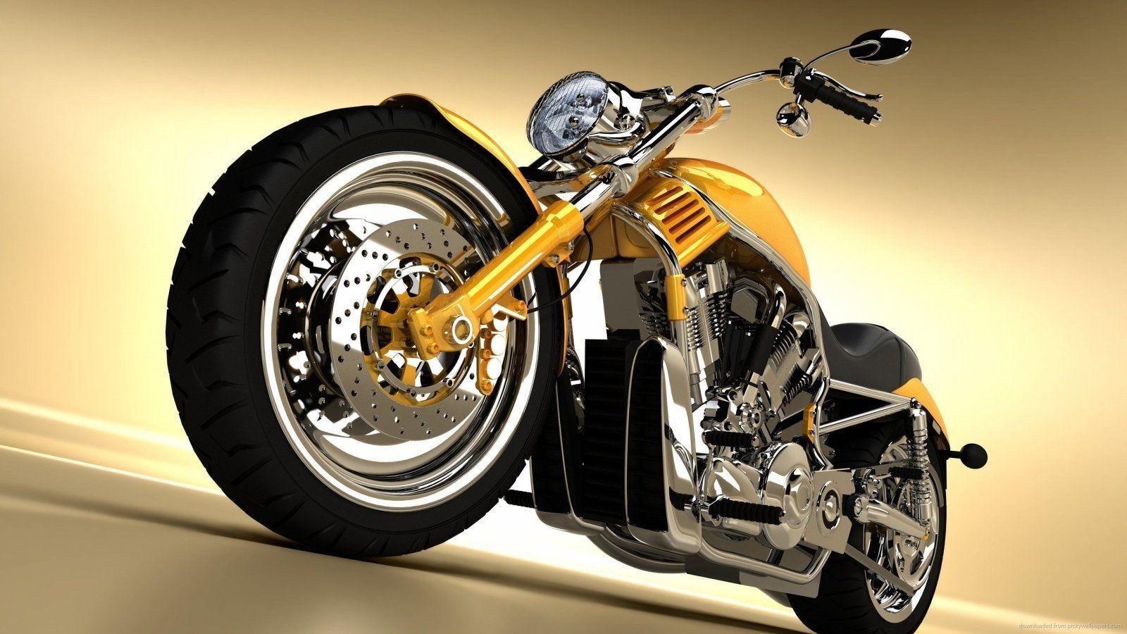 3D Harley Davidson Yellow Wallpaper