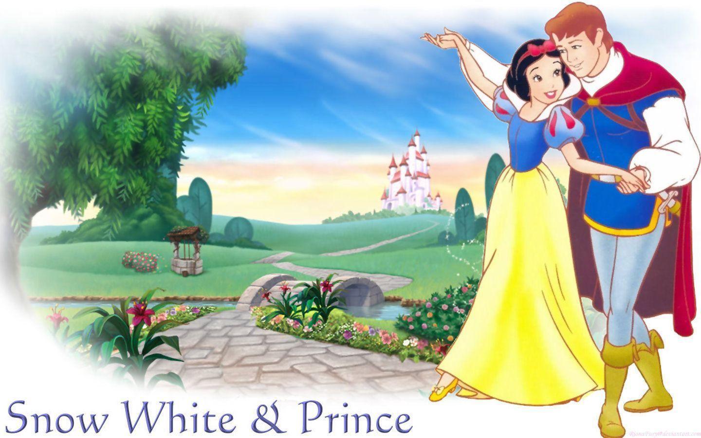 Snow White and Prince White and the Seven Dwarfs Wallpaper