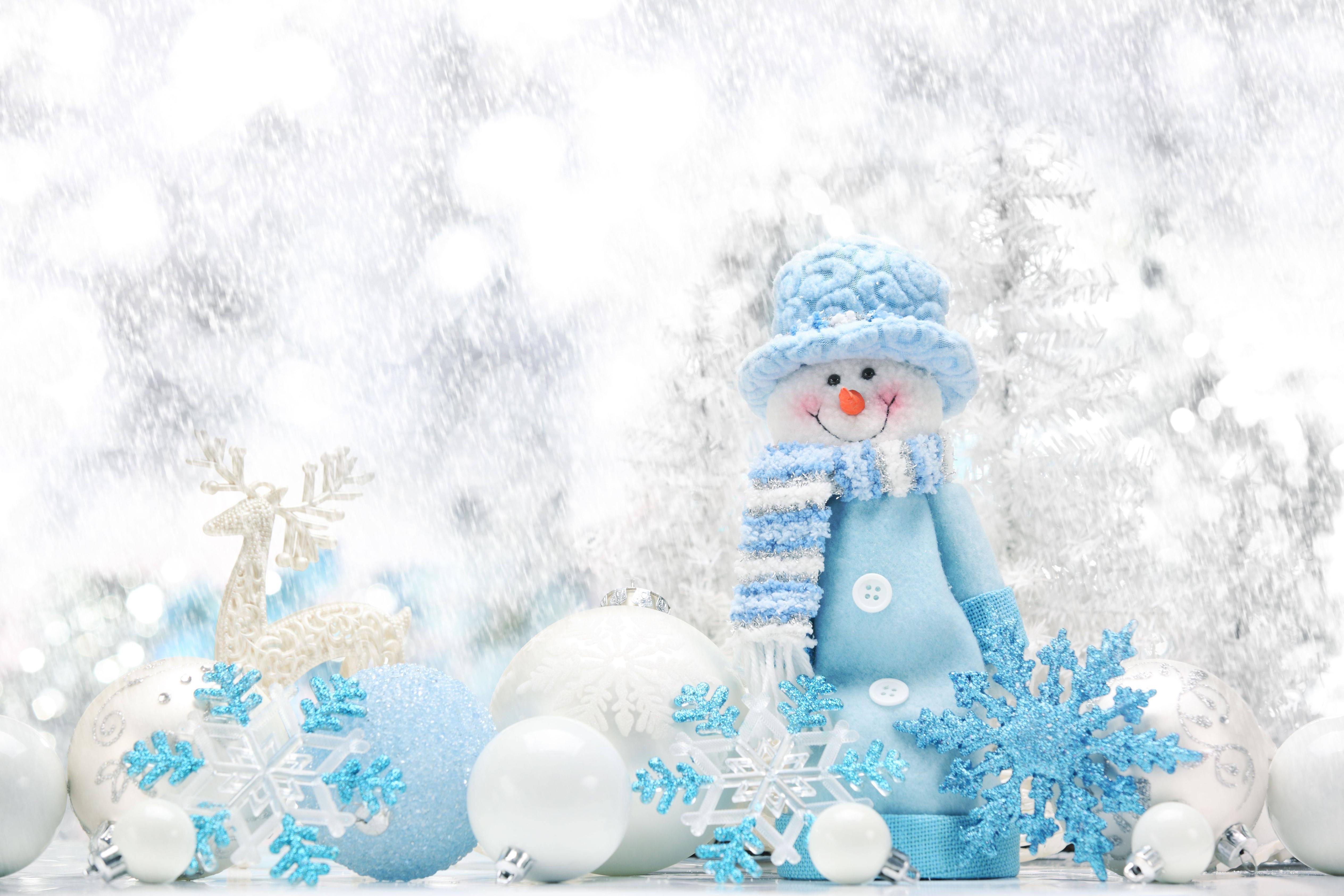 Wallpaper Holidays Christmas Toys Snowmen Snowflakes, free
