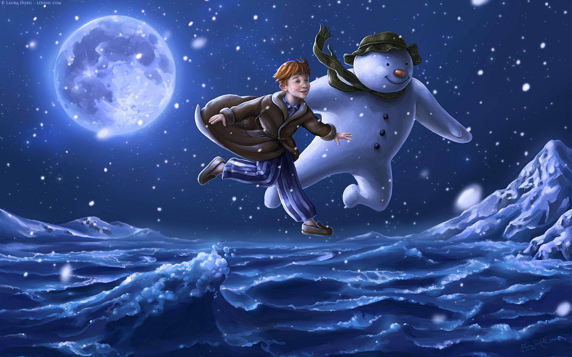 The Snowman Flying In The Air Computer Background Wallpaper