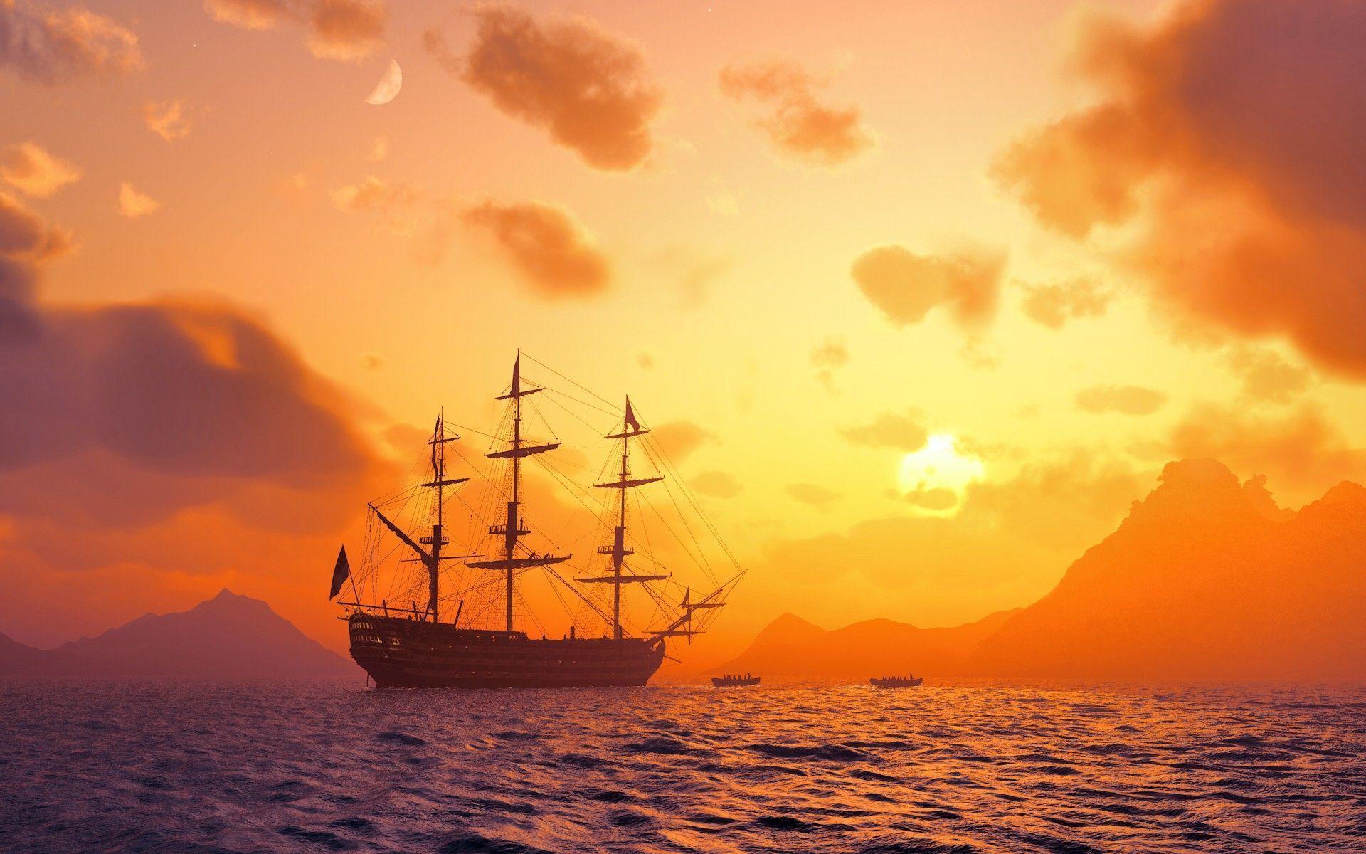 HD Sea Pirate Ships Wallpaper
