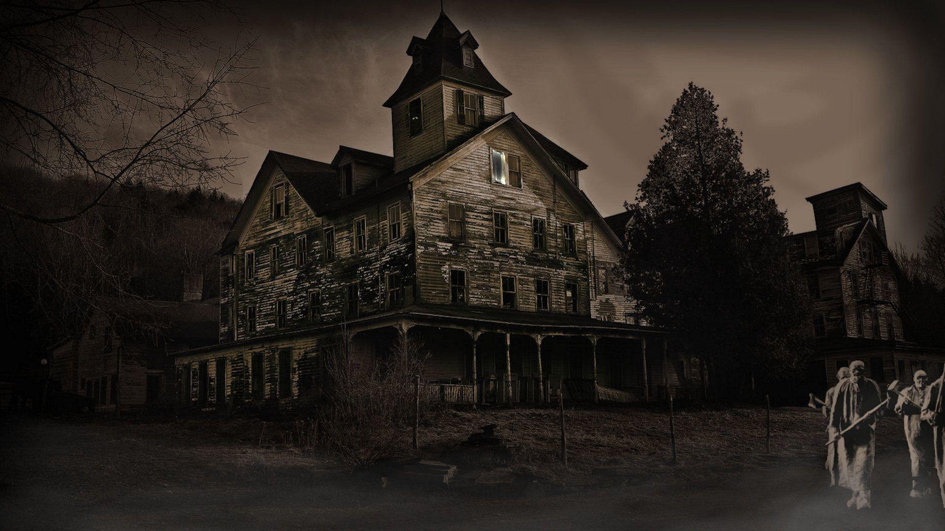 Halloween Haunted House Background Image