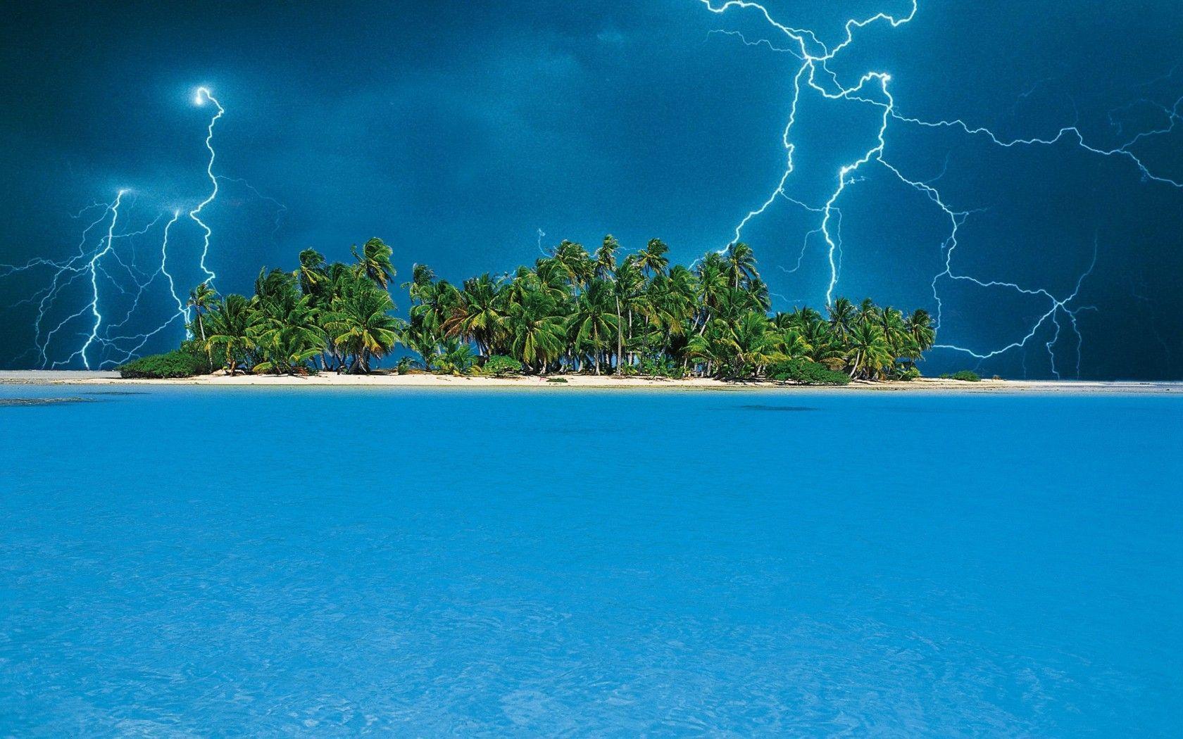 Storm Over Tropical Island Wallpaper 1680x1050