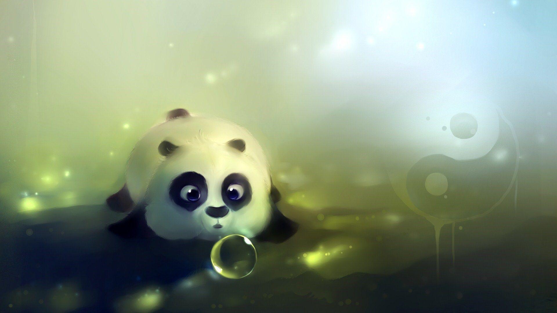 Cute Panda Bear Artwork HD Wallpaper