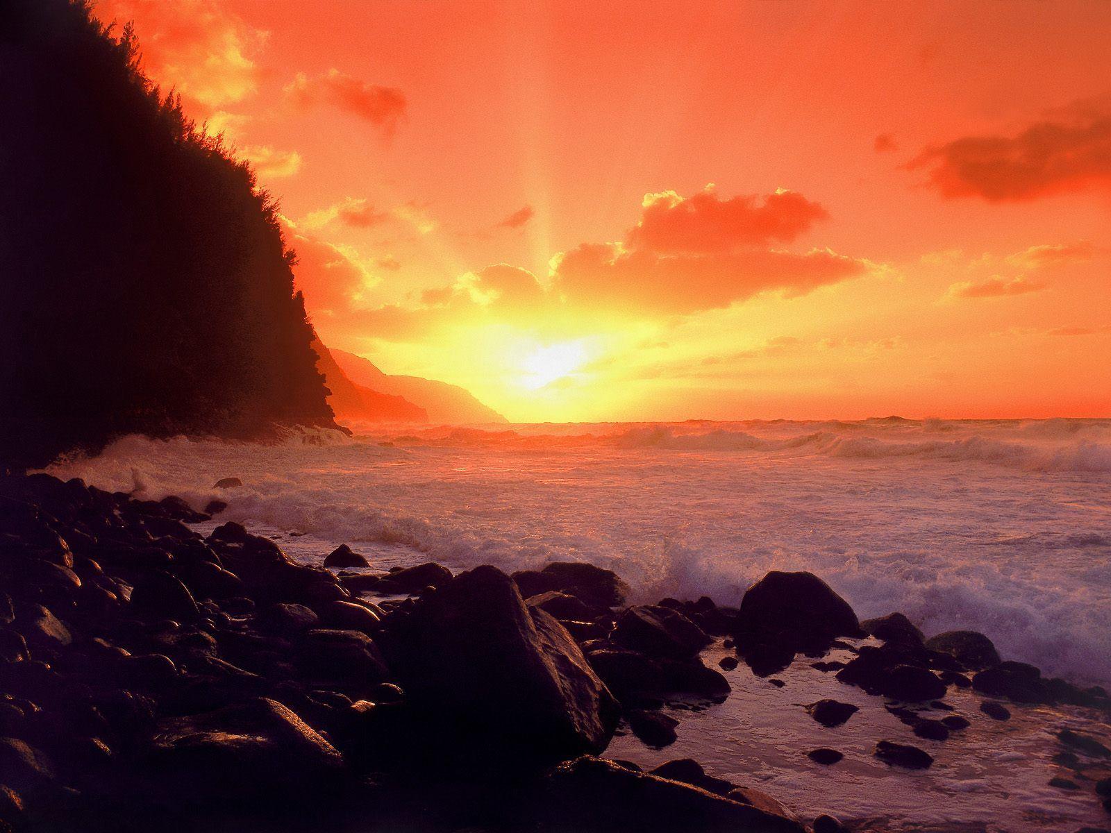 NaPali Sunset Kauai Hawaii Desktop Wallpaper