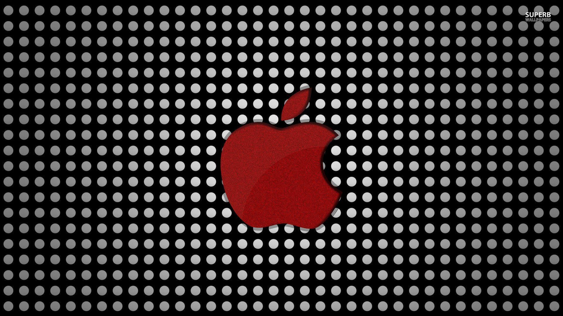Red Apple logo on polka dots wallpaper wallpaper - #