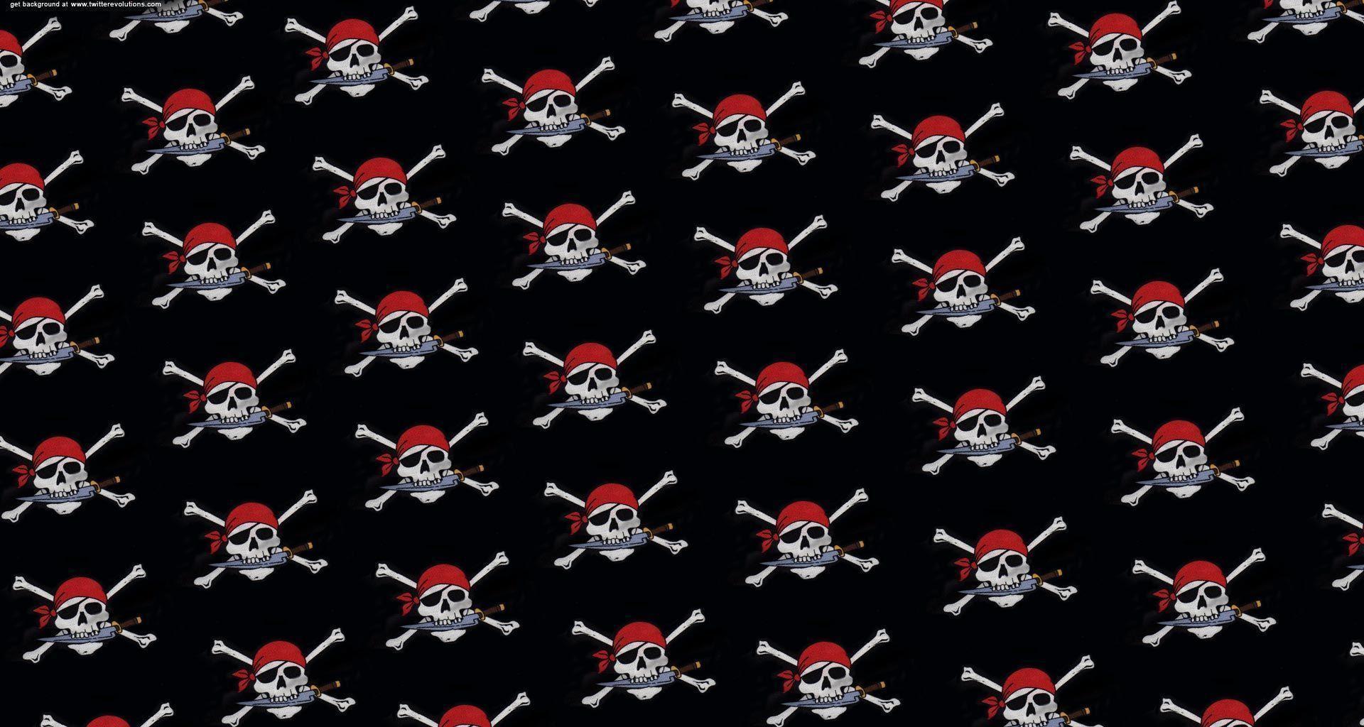 Pirate skulls Twitter background pattern. Twitter background