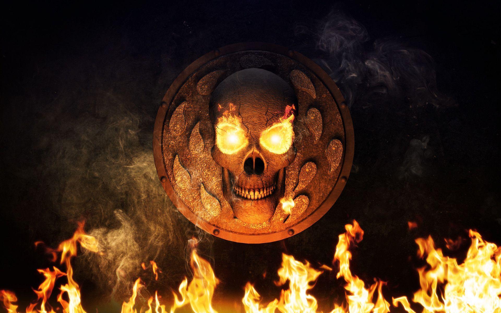 Flaming skull wallpaper