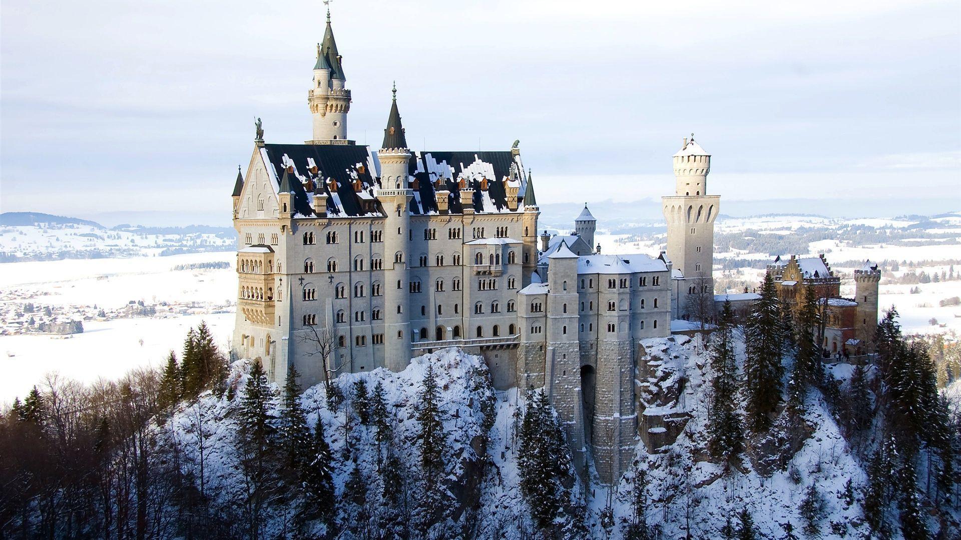 Bavaria castle winter snow Wallpaperx1080 resolution